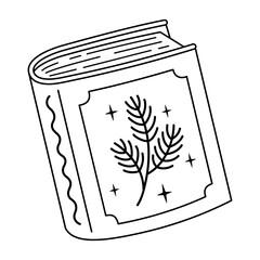 Winter books doodle in black color, Christmas bookish clipart, Book lover sticker, Bookstore vector graphics.