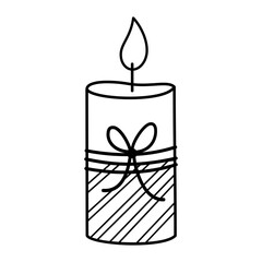 Black Candle Doodle for Cozy Winter and Christmas Vibes, Wintermood, Seasonal Object, Holiday Design.