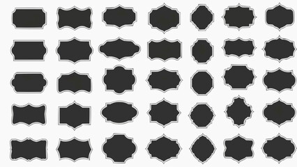 Black vintage classical blank frames,retro labels stock illustration