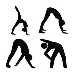 Yoga and stretching poses: a collection of active silhouettes for fitness and well-being