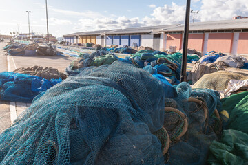 Fishing nets stored in fishing port, Villajoyosa, Alicante