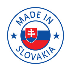 Slovakia Made in Stamp in circle with flag Vector template on white background