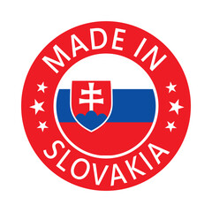 Slovakia Made in Stamp in circle with flag Vector template on white background