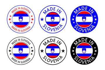 Slovenia Made in Stamp in circle with flag Vector template on white background