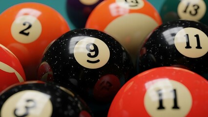 Vibrant Billiard Balls Close Up View