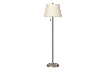 Floor lamp with cream shade on transparent background