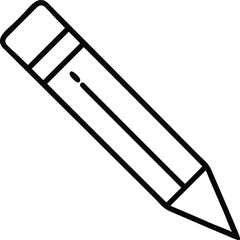 Black outline vector of a pencil with an eraser on a white background