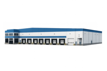 Modern warehouse distribution center with multiple loading docks