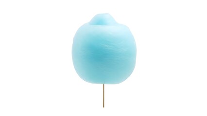 A blue cotton candy on a stick on transparent background