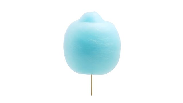 A blue cotton candy on a stick on transparent background - Powered by Adobe