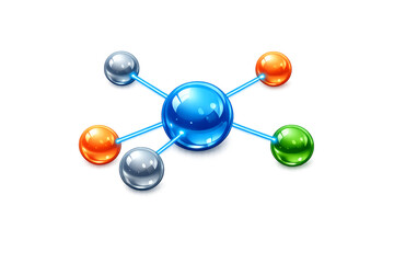 Chemical molecule structure with glossy spheres connecting network