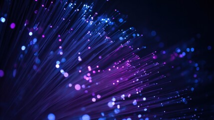 a mesmerizing display of illuminated fiber optic cables in shades of blue and purple creating a captivating scifi atmosphere against a dark backdrop