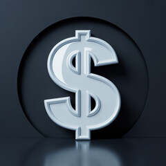 Obraz premium metal dollar symbol isolated on dark background business finance concept