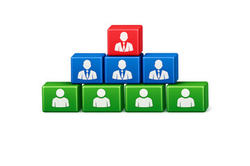 Business hierarchy system showing leadership and team structure