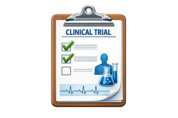 Clinical trial steps on clipboard healthcare research progress