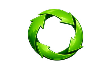 Green recycle symbol showing sustainability concept with arrows