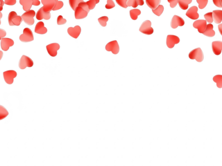 Red heart petals falling on transparent background for valentines day decoration