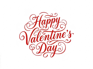 Happy valentines day text in red cursive font on transparent background