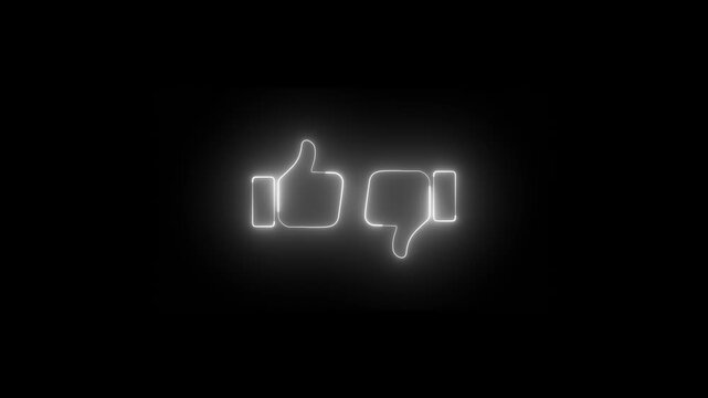 Like Dislike Icon.Glowing Thumb down, dislike neon sign. HD Video Motion.