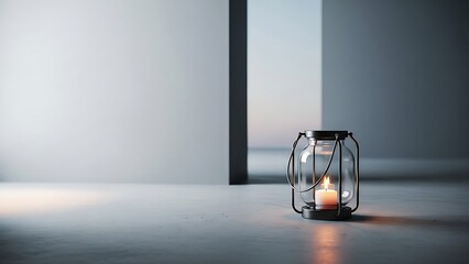 Warm Candlelight in Minimalist Gray Space