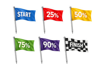 Racing flags indicating start, progress, and finish line