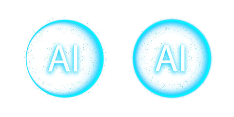 Neon glow 3d artificial intelligence logo png overlay with futuristic blue light digital technology concept on transparent background