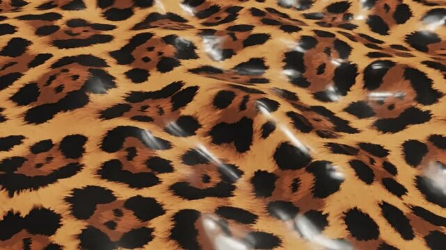 Seamless leopard print fabric texture with realistic glossy finish