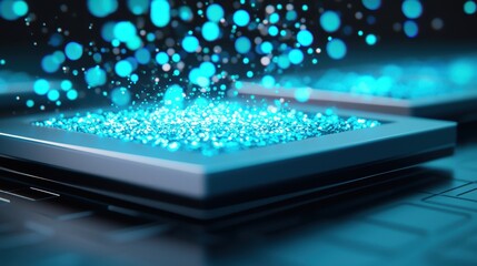 Resolution AI enhanced image upscaling process shown on a futuristic computer interface.