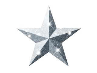 Obraz premium Glittery silver star shape with sparkles isolated on transparent background for decoration