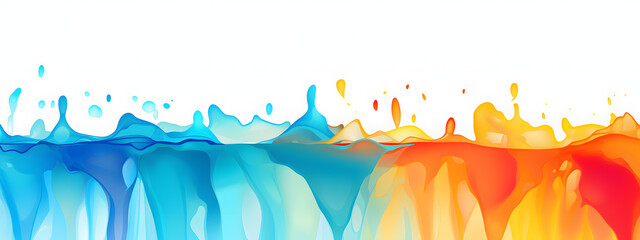 Abstract colorful vector illustration featuring liquid blue waves and paint splashes of ink designed for a summer ocean background banner
