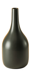 Elegant modern dark gray vase on a transparent background