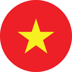 Round Vietnam flag. Circular Vietnam flag Icon with yellow star on red background.