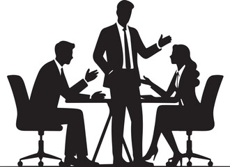 Corporate Conflict Silhouette &ndash; Business Argument Scene Illustration