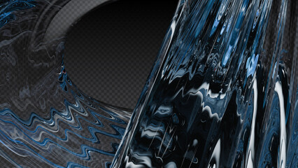  Blue Glass Shards with Chrome Metal Abstract Composition Transparent