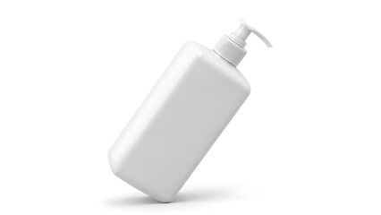 White plastic cosmetic bottle with pump dispenser