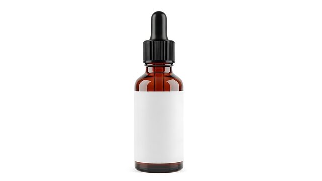Amber glass dropper bottle with white label and black cap amber glass bottle cosmetic bottle 1