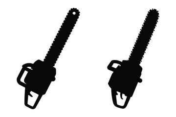 Chainsaw silhouette vector, Electric chainsaw icon, power tool, cutting equipment