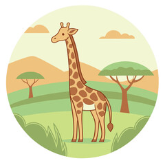 Obraz premium Giraffe in the African savanna long neck pattern 