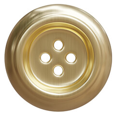 Sewing button golden color isolated on white, transparent, 3d