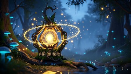 Enchanting Forest Portal Glowing Orb