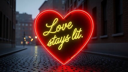 Neon heart sign illuminates love message