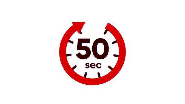 Red Clock with 50 Percent Sign Rewind Timer Symbol circular arrow countdown symbol