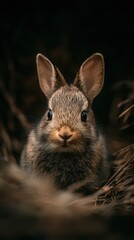 baby bunny small subject, copy space dominant