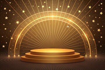 abstract background with golden podium