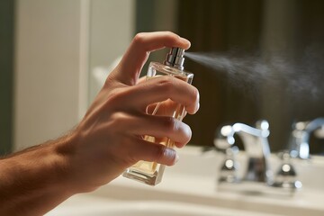 A man spraying perfume
