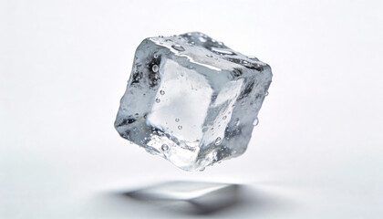 Single Ice Cube with Water Droplets