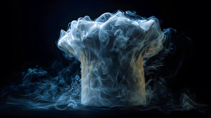 Chefs hat made of smoke blue smoke white smoke dark background