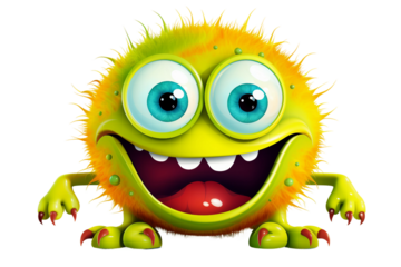 Whimsical Monster with Silly Eyes Isolated On Transparent Background PNG.
