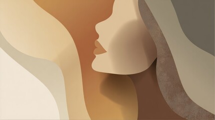 Celebrating Strength and Dignity for International Womens Day With Modern Abstract Design in Warm Tones for Inclusive Femininity