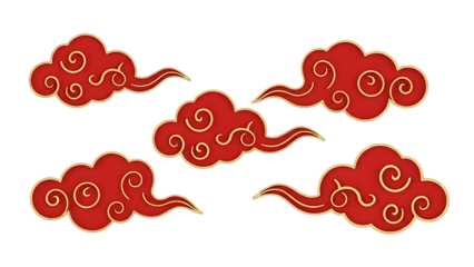 Red chinese clouds isolated on transparent background